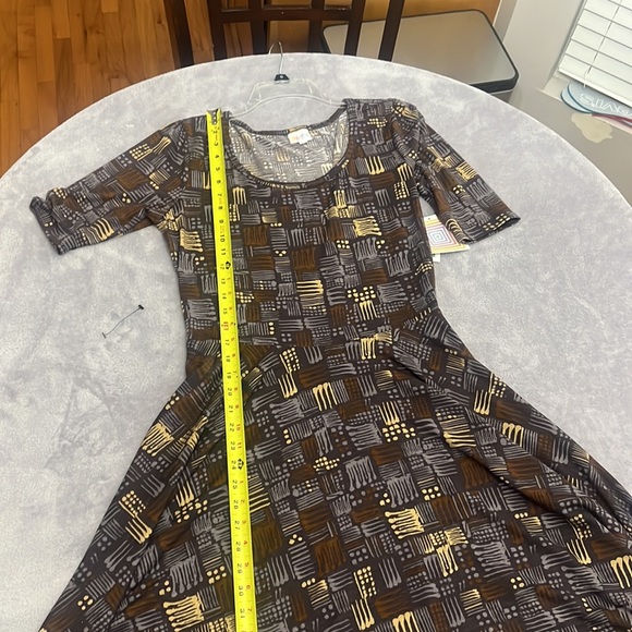 NWT LuLaRoe, Nicole style dress in gray, brown, beige. In XL size. - Picture 5 of 11